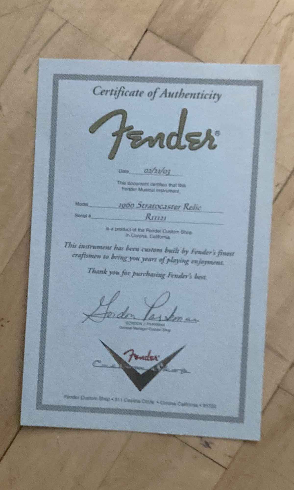 Fender Stratocaster Custom Shop '60 Relic 2003